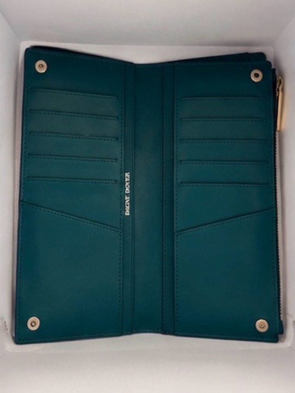 Dagne Dover Coated Canvas Bifold Wallet – Discontinued Style (Teal)